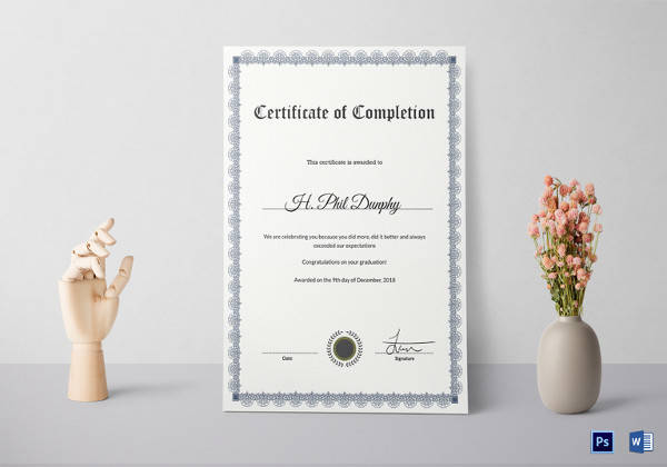 formal graduation completion certificate template