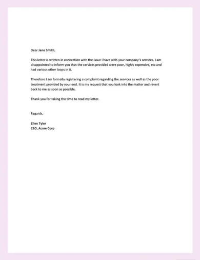 formal letter example template