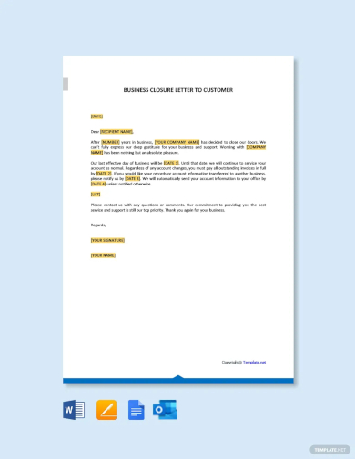 free business closure letter to customer template