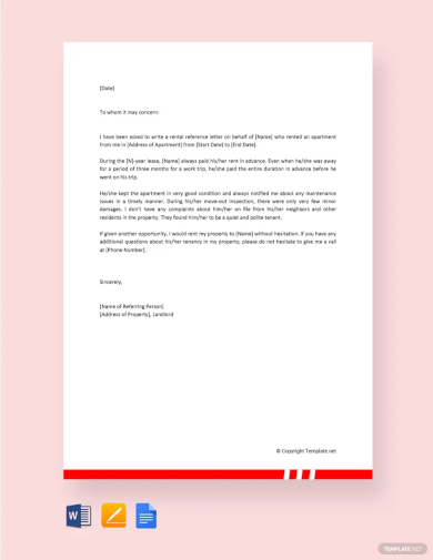 free business reference letter for apartment template