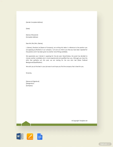 free formal rejection letter template