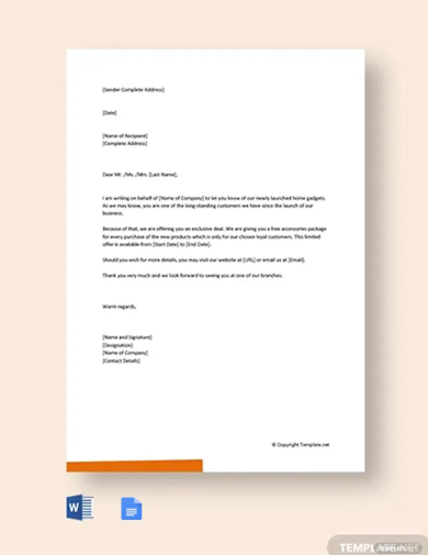 free small business marketing letter template