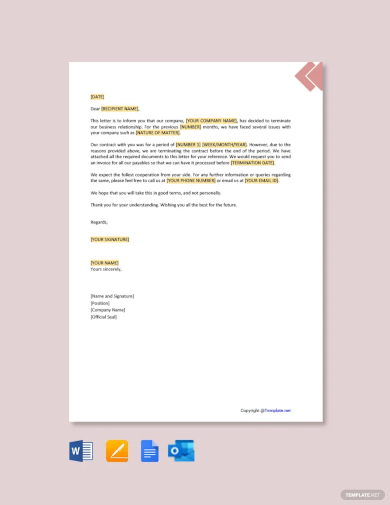 free termination of business relationship letter template