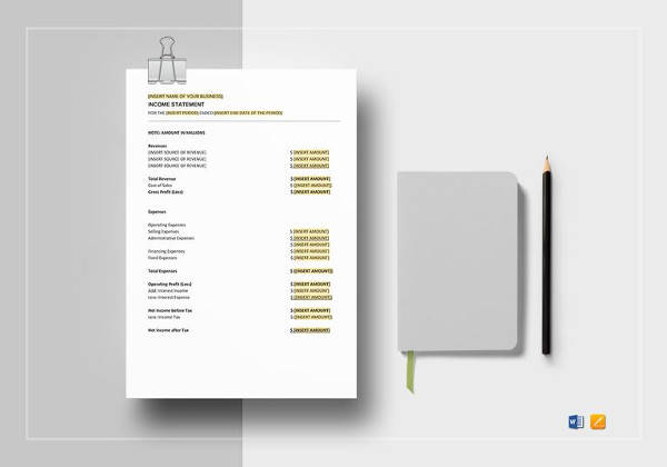 general income statement template in ipages