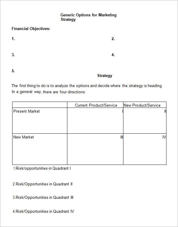 general options for marketing strategy1