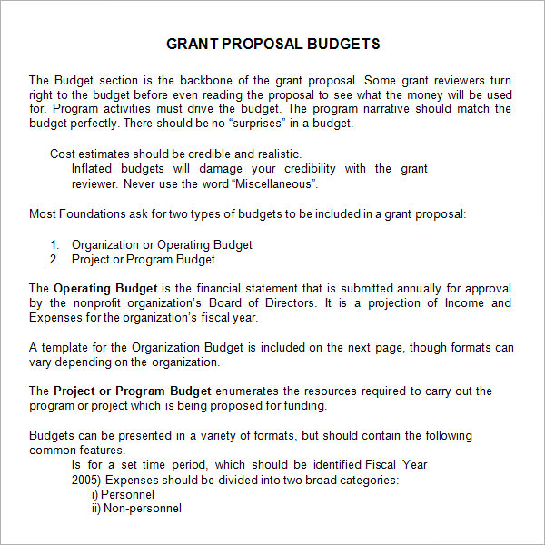 grant proposal budget