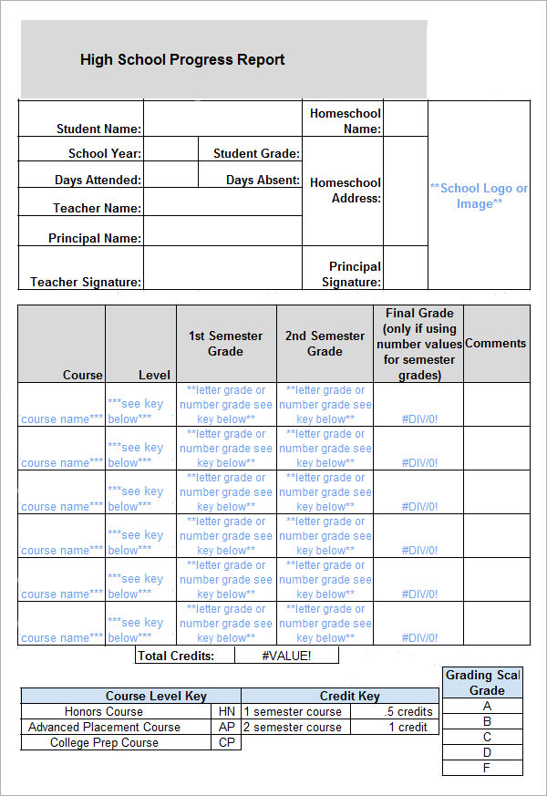 Free 15 Sample Report Card Templates In Pdf Ms Word Excel Pages Google Docs