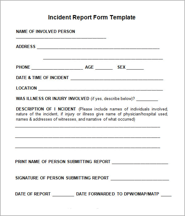 Image result for incident report template content