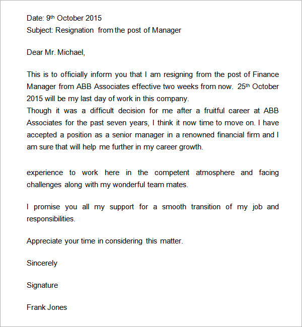How to write letters of resignation to your employer