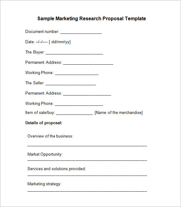 marketing research proposal template