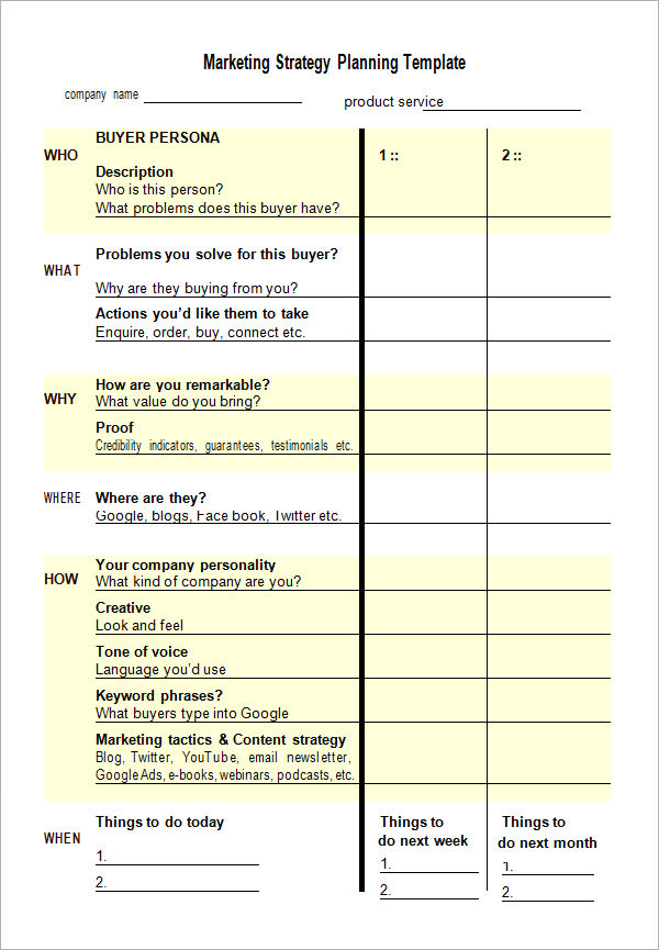 8+ Marketing Strategy Templates | Sample Templates