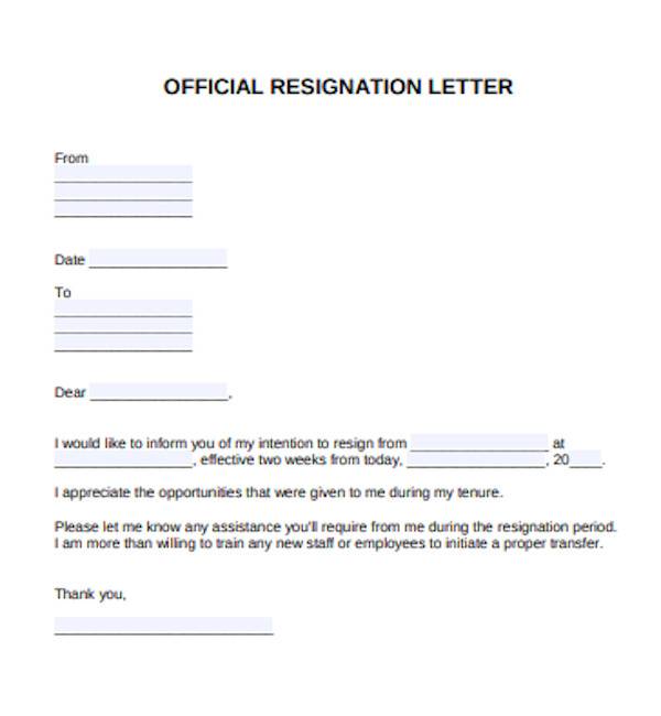 Two Weeks Notice Letter Pdf Template