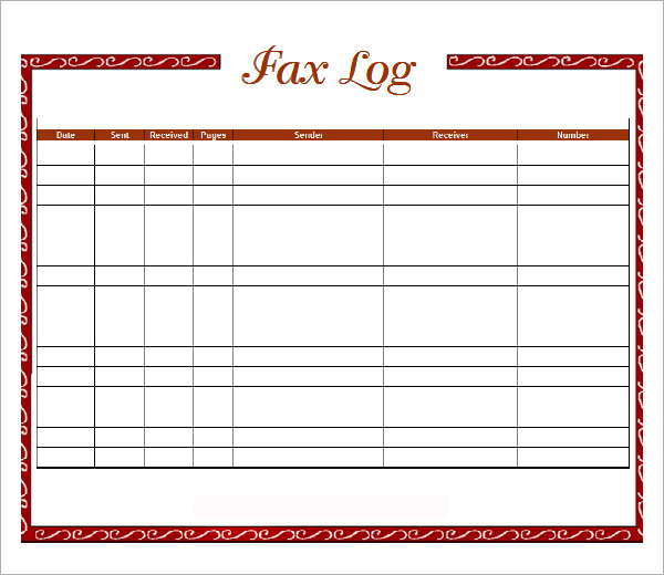 printable fax log template1