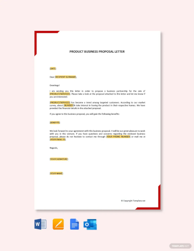 product business proposal letter template