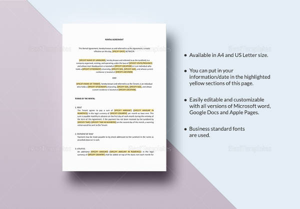 rental agreement template