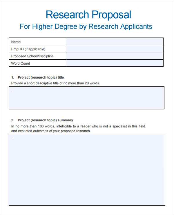 sample questionnaire for research proposal word