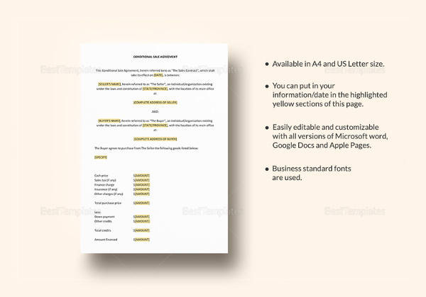 sale agreement template in ipages