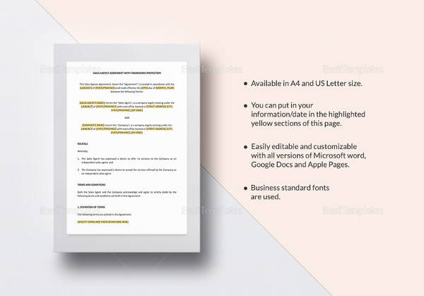 sales agency agreement word template