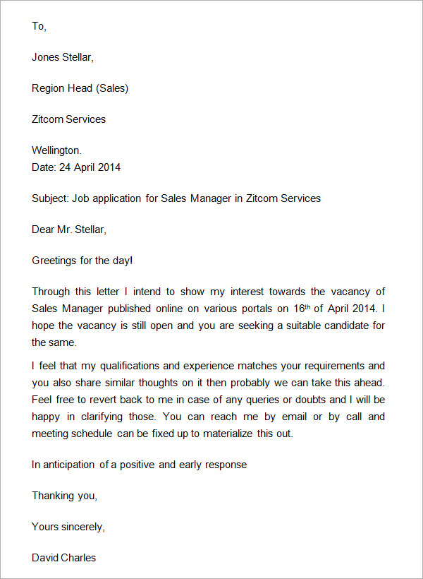 sample formal business letter