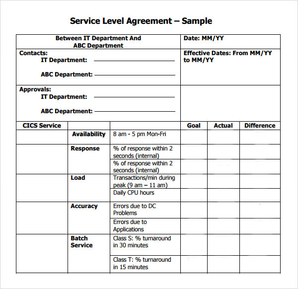 FREE 21 Sample Service Level Agreement Templates In PDF MS Word 