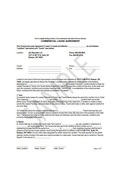 simple commercial lease agreement template1