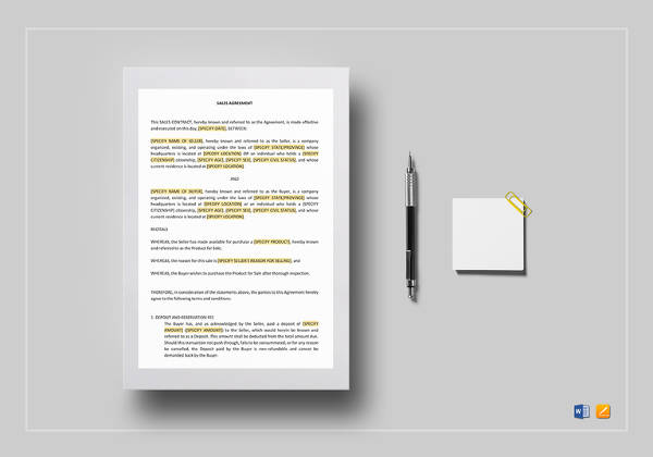 simple sales contract template