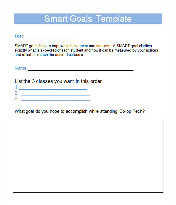 smart goals acronym template