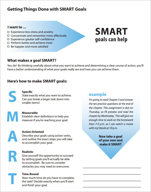 16 Sample Smart Goals Templates to Download | Sample Templates