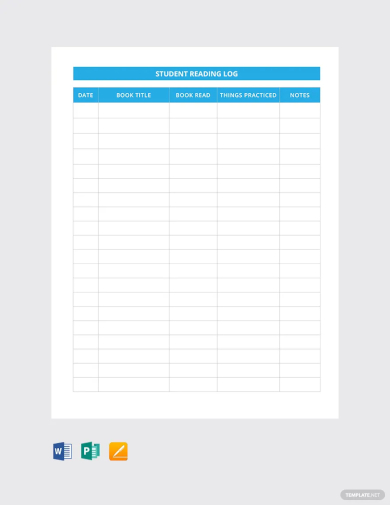 student reading log template1