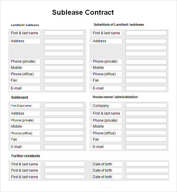 sublease contract