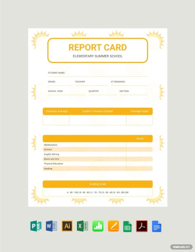 summer report card template