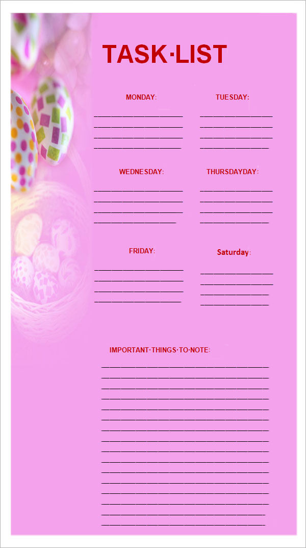 9+ Task List Templates | Sample Templates