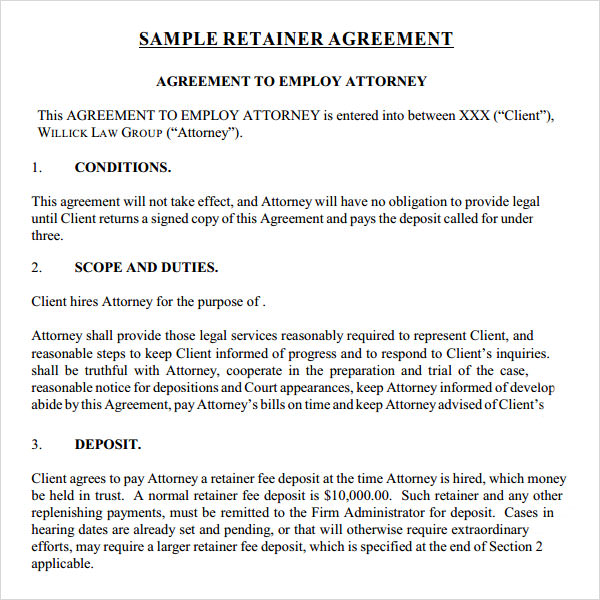 Retainer Agreement Template For Consulting Services