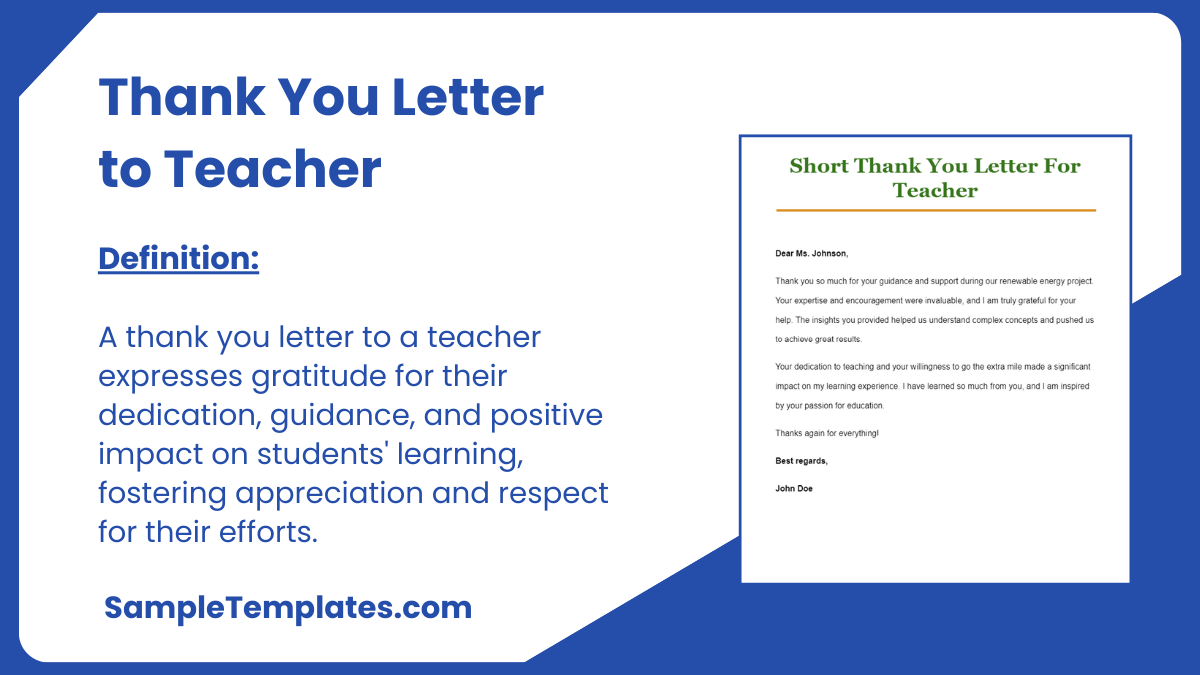 Thank You Letter to Teacher