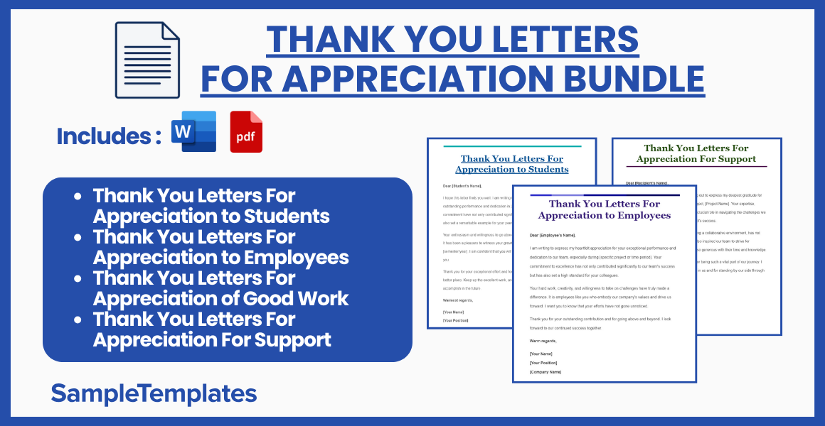 thank you letters for appreciation bundle