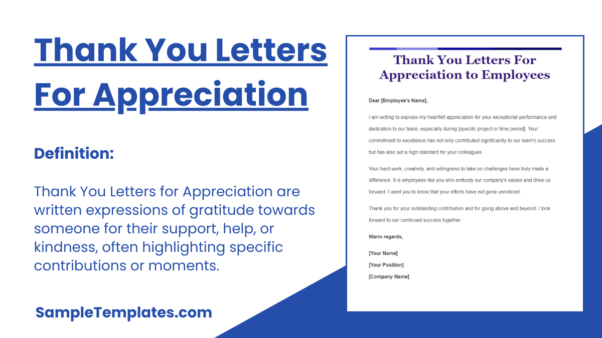 Thank You Letters For Appreciation