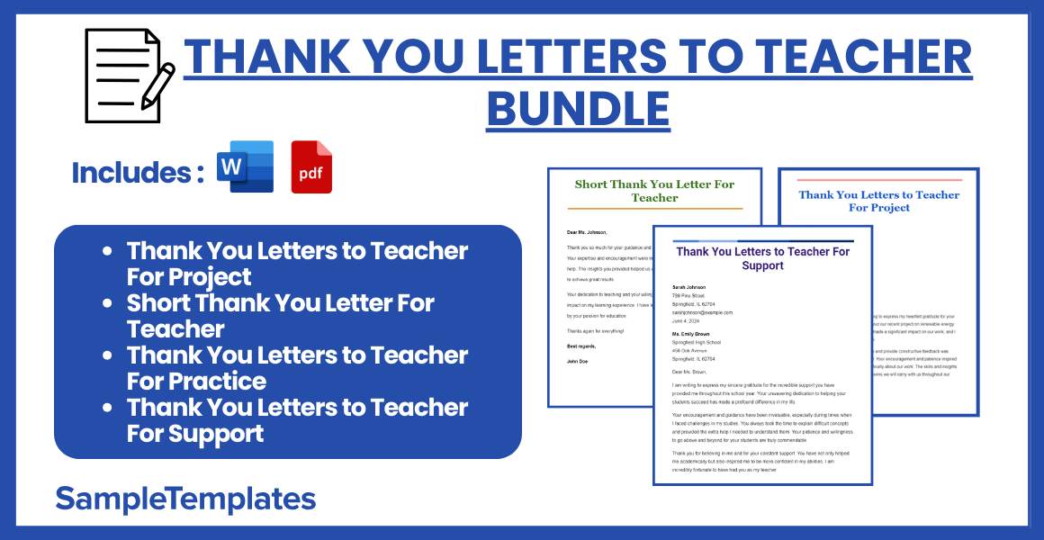 thank you letters to teacher bundle