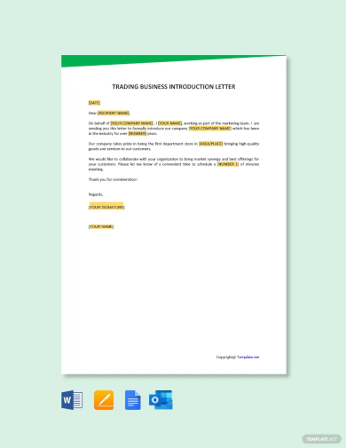 trading business introduction letter template