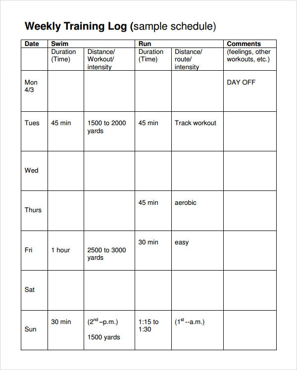 Training Log Templates 11+ Free Word, Excel & PDF Formats, Samples