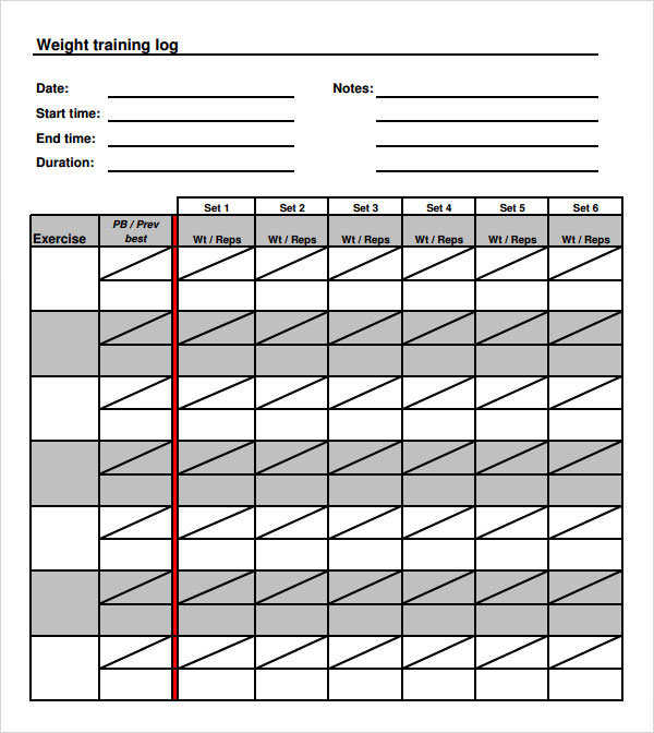 Training Log Templates 11 Free Printable Word Excel PDF