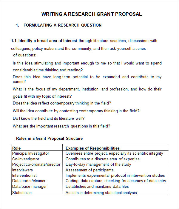 research grant writing template