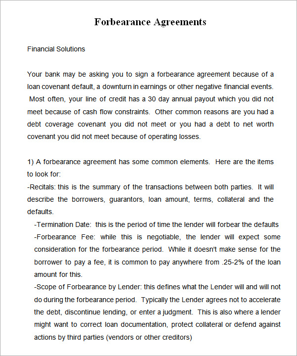 bank forbearance agreement