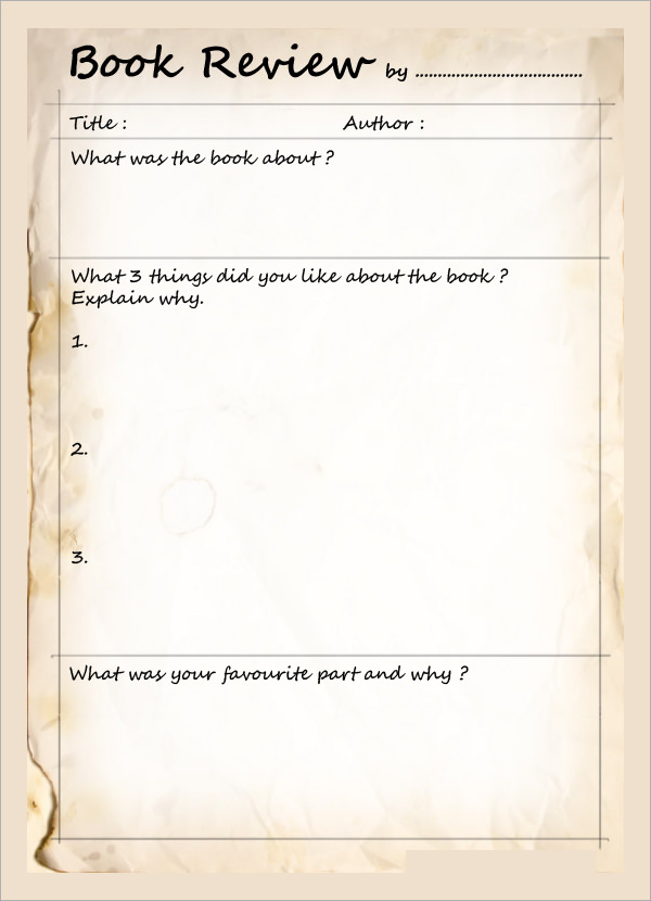 book report template