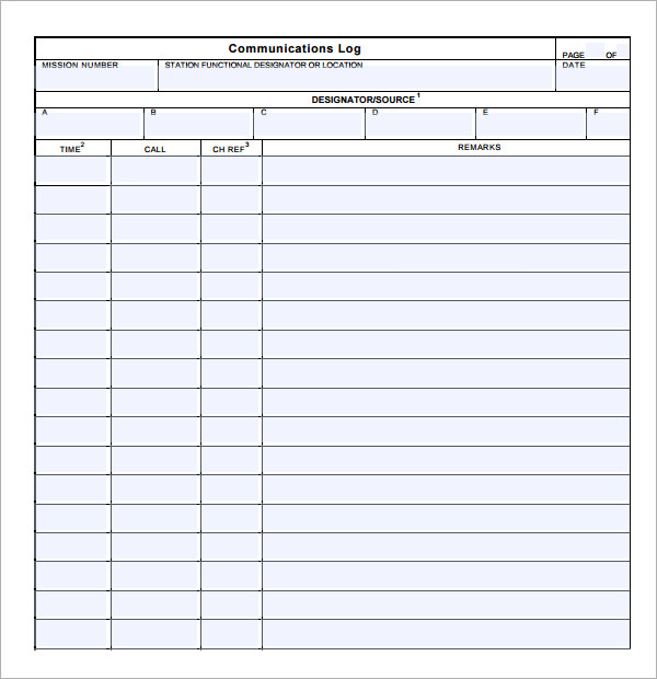 Communication Log Free Printable