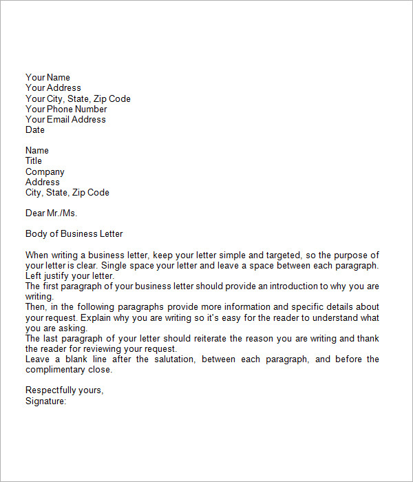 How To Write A Formal Business Letter Template