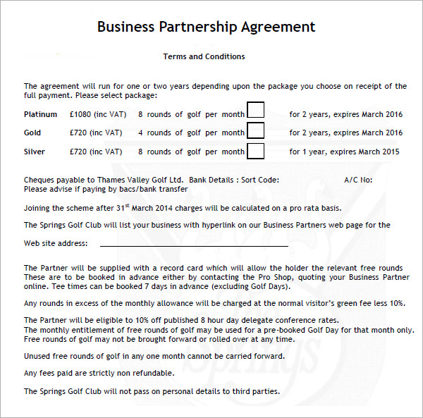 partnership agreement in bangla font