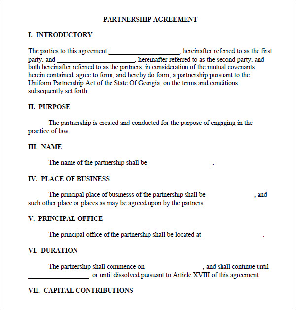 business partnership agreement sample