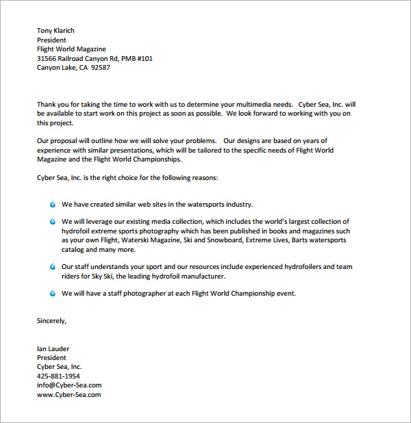 Business proposal letter for a new business perfect