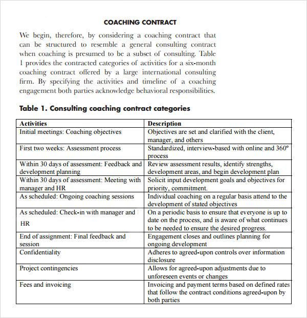 Business Coaching Contract Template