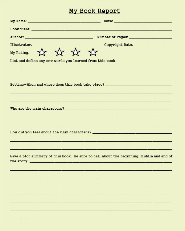 book report template